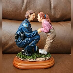 Police Officer and Child Figurine - Blue and Pink